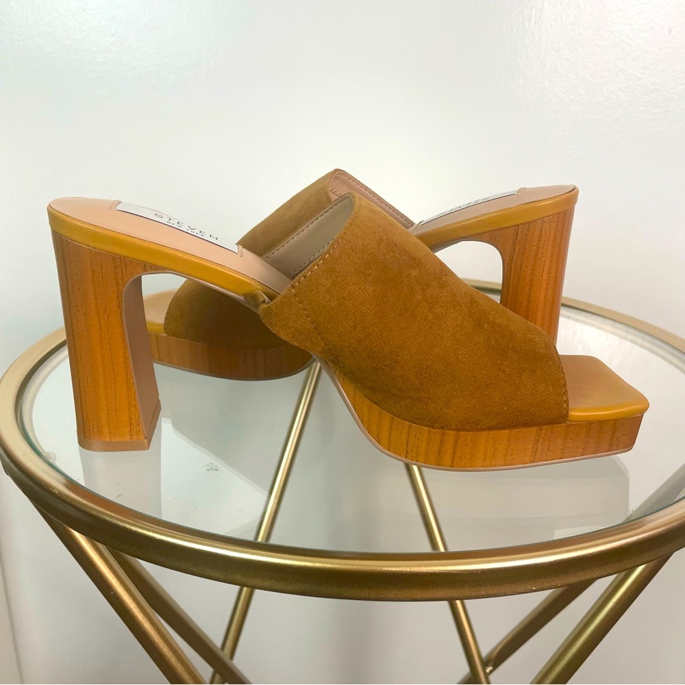 Steven New York Pamela High Heel Sandals 9 Sz Tan Color Weekend Vacation NWT - Picture 1 of 10